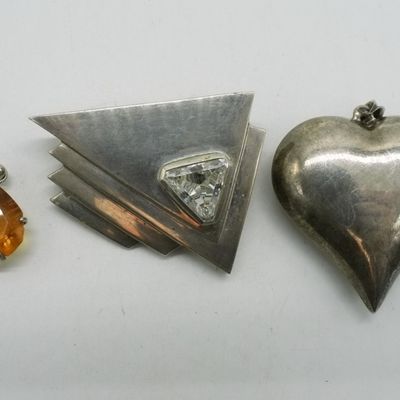 Sale Photo Thumbnail #343: 3 Sterling Vintage Pendants