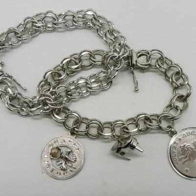 Sale Photo Thumbnail #276: 2 Vintage Sterling Charm Bracelets & 3 Charms