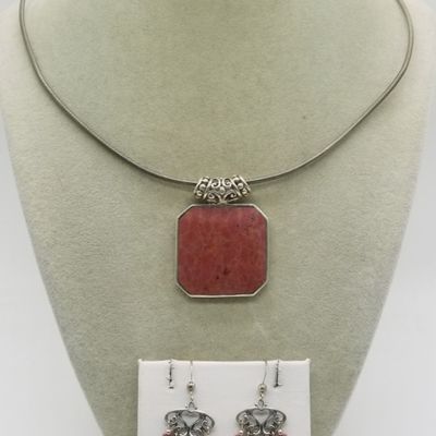 Sale Photo Thumbnail #151: Sterling Red Stone Necklace Set