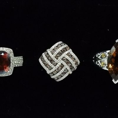 Sale Photo Thumbnail #309: 3 Sterling Dark Gemstone Fashion Rings