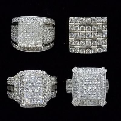 Sale Photo Thumbnail #272: Sterling Clear Stone Rings, Set of 4