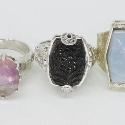 Sale Photo Thumbnail #239: 3 Sterling Cocktail Rings