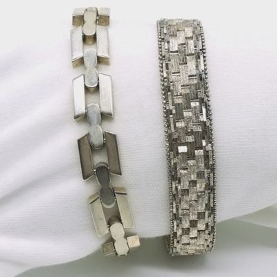 Sale Photo Thumbnail #181: Two Sterling Wide Bracelets