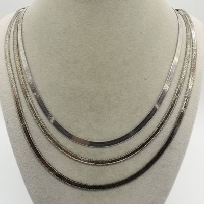 Sale Photo Thumbnail #328: 3 Sterling Herringbone Necklaces