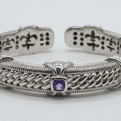 Sale Photo Thumbnail #216: Judith Ripka Sterling Cuff, Purple Stones
