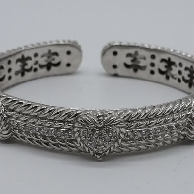 Sale Photo Thumbnail #250: Judith Ripka Sterling Hinged Cuff, CZ Hearts