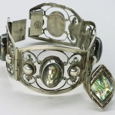 Sale Photo Thumbnail #230: Abalone Gemstone 925 Bracelet & Ring