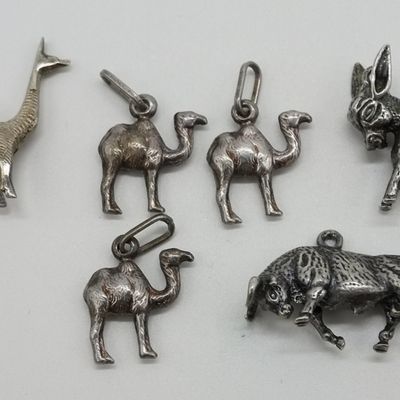 Sale Photo Thumbnail #19: Six Vintage Sterling Silver Animal Pendants