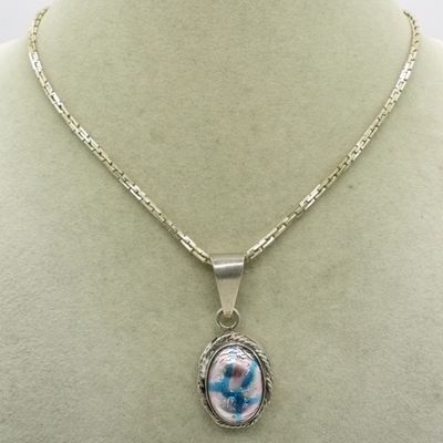 Sale Photo Thumbnail #180: Taxco Sterling Glass Pendant & Chain