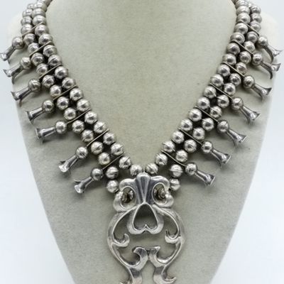 Sale Photo Thumbnail #97: Southwestern Sterling Squash Blossom Necklace