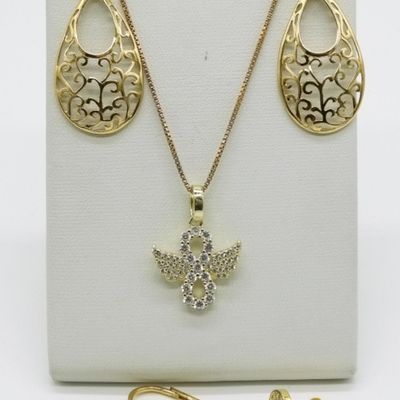 Sale Photo Thumbnail #154: Gold Tone Sterling Necklace & Earrings