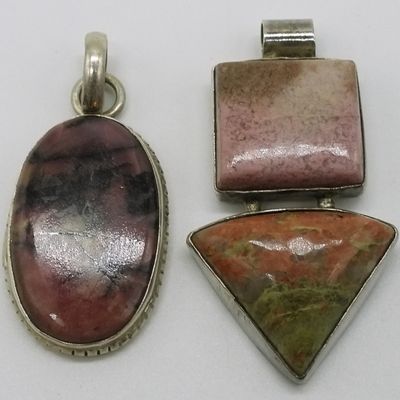 Sale Photo Thumbnail #150: 2 Sterling Natural Gemstone Pendants