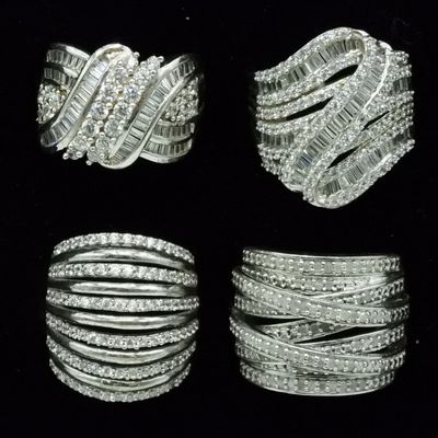 Sale Photo Thumbnail #307: Four Sterling Cocktail Rings