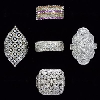 Sale Photo Thumbnail #215: Sterling Silver Cocktail Ring Lot, Size 11