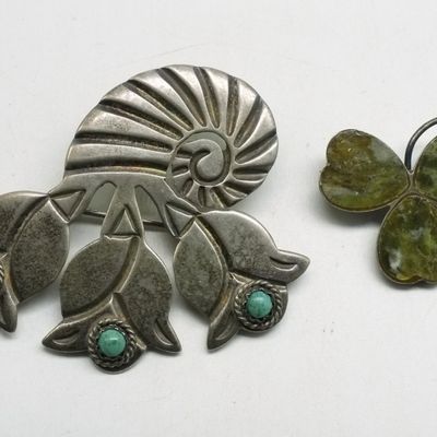 Sale Photo Thumbnail #298: Two Vintage Sterling Brooches