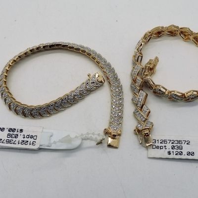 Sale Photo Thumbnail #101: 2 Sterling Gold-Tone Bracelets