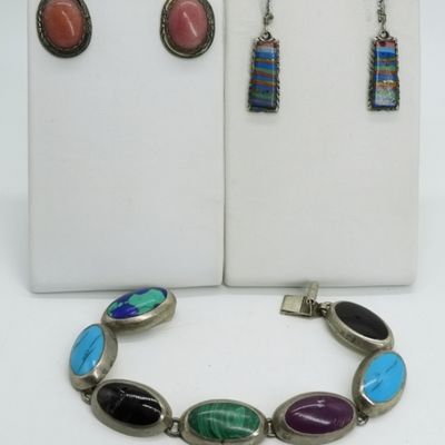 Sale Photo Thumbnail #364: CII Mexico Sterling Bracelet & Earrings
