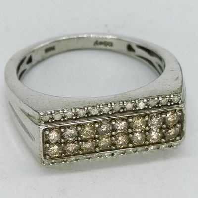 Sale Photo Thumbnail #117: Champagne & White Diamond Ring - Sterling