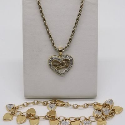 Sale Photo Thumbnail #201: Sterling Gold-Tone Mom Necklace & Bracelet