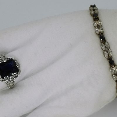 Sale Photo Thumbnail #48: Simulated Sapphire 925 Bracelet & Ring