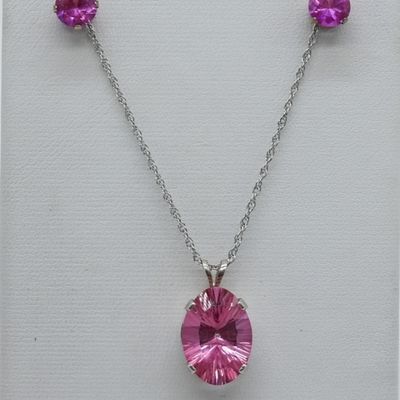 Sale Photo Thumbnail #130: Dark Pink Sterling Necklace Set