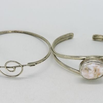 Sale Photo Thumbnail #336: 2 Sterling Bracelets, Music Note & Gemstone