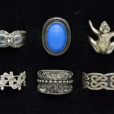 Sale Photo Thumbnail #283: Six Sterling Fashion Rings