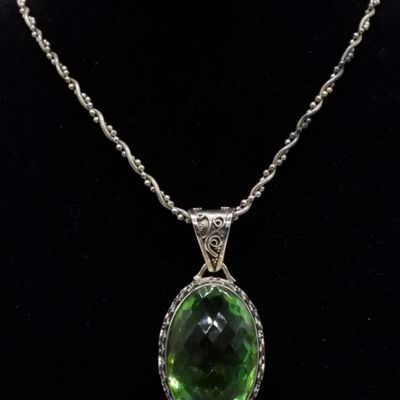 Sale Photo Thumbnail #379: Large Sterling Green Gemstone Necklace