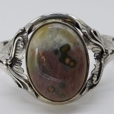 Sale Photo Thumbnail #9: Unakite Jasper, Sterling Cuff Bracelet