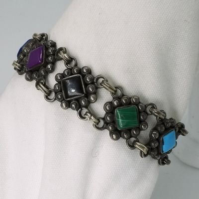 Sale Photo Thumbnail #186: Taxco Mexico Gemstone Bracelet 925