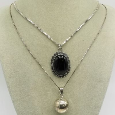 Sale Photo Thumbnail #293: Black Onyx & Harmony Ball 925 Necklaces