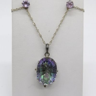 Sale Photo Thumbnail #60: Sterling Simulated Mystic Topaz Necklace