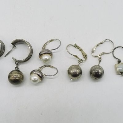 Sale Photo Thumbnail #247: 4 Pair of Pierced Sterling Earrings