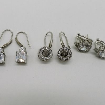 Sale Photo Thumbnail #315: Three Pair Sterling Pierced Earrings