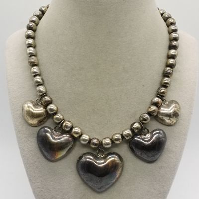 Sale Photo Thumbnail #226: Sterling Taxco Hearts Necklace