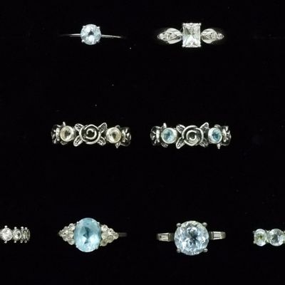Sale Photo Thumbnail #44: 8 Sterling Rings with Blue Topaz Gemstones