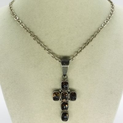 Sale Photo Thumbnail #176: Smokey Quartz Sterling Cross Necklace