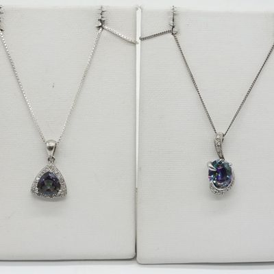 Sale Photo Thumbnail #145: 2 Sterling Mystic Topaz Necklaces