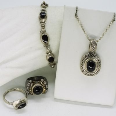 Sale Photo Thumbnail #122: Sterling Silver Black Onyx Jewelry Set