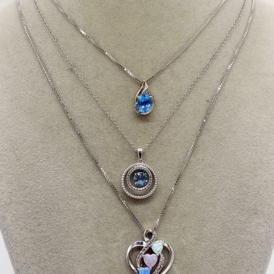 Sale Photo Thumbnail #222: Opal & Blue Topaz Sterling Necklaces