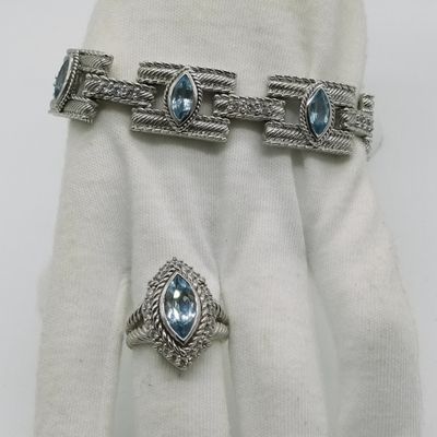Sale Photo Thumbnail #312: Judith Ripka Sterling Blue Topaz Bracelet & Ring