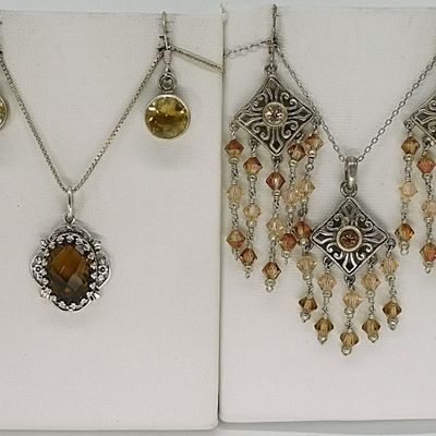 Sale Photo Thumbnail #248: Two Sterling Citrine Necklace Earring Sets