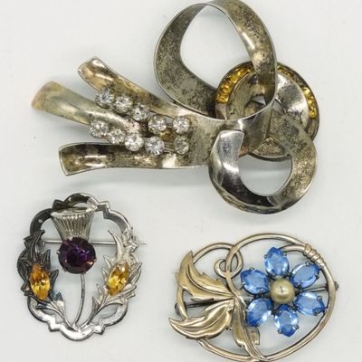 Sale Photo Thumbnail #286: 3 Vintage Sterling Brooches