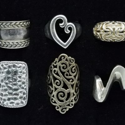Sale Photo Thumbnail #290: 6 Sterling Fashion Rings