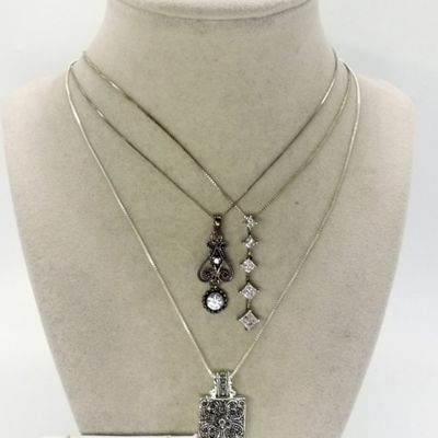 Sale Photo Thumbnail #233: Marcasite & CZ Sterling Necklaces & More