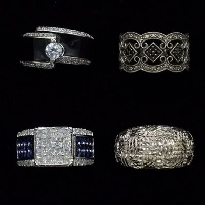 Sale Photo Thumbnail #263: Four Sterling Rings with Gemstones