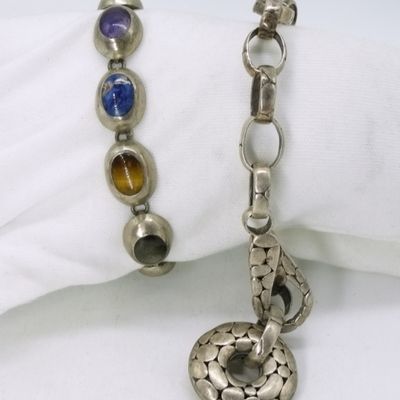 Sale Photo Thumbnail #113: Vintage Sterling Bracelets, Multi Gemstone