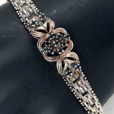 Sale Photo Thumbnail #385: Sterling Dark Blue Stone Bracelet, Italy