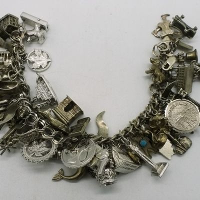 Sale Photo Thumbnail #341: Vintage 925 Heavy Charm Bracelet