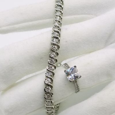 Sale Photo Thumbnail #37: Simulated Diamond 925 Bracelet and Ring